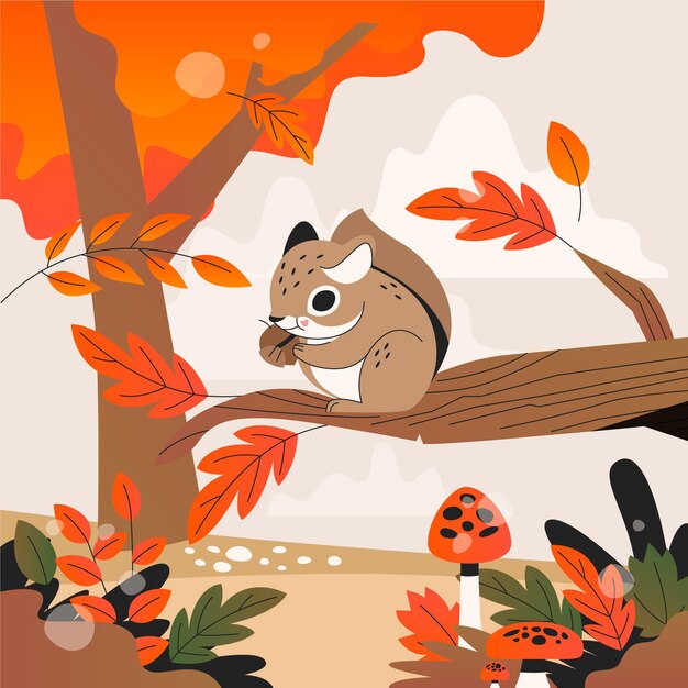 Fondo de otoño dibujado a mano