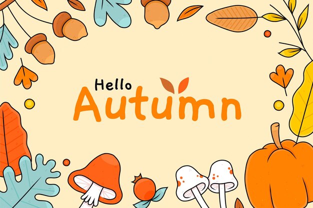 Fondo de otoño dibujado a mano