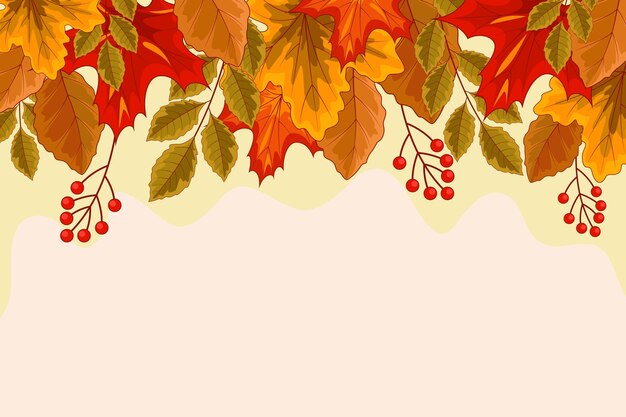 Fondo de otoño dibujado a mano