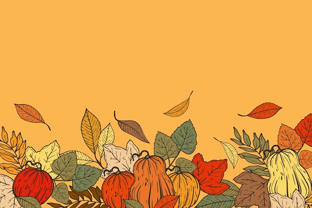 Fondo de otoño dibujado a mano