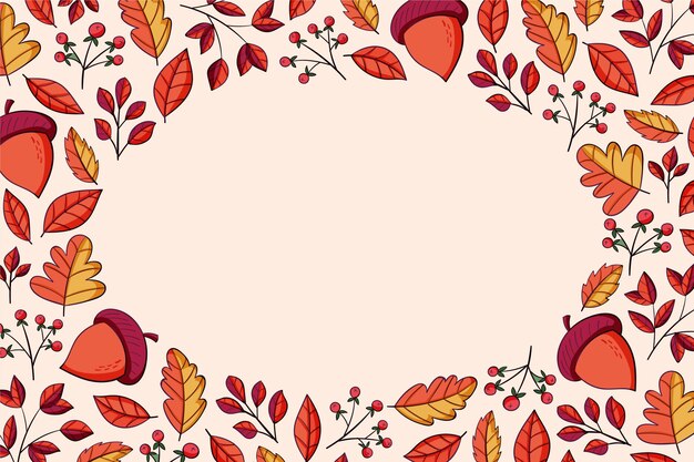 Fondo de otoño dibujado a mano