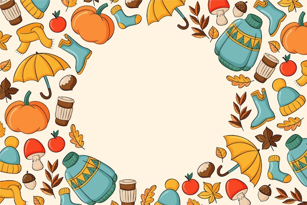 Fondo de otoño dibujado a mano