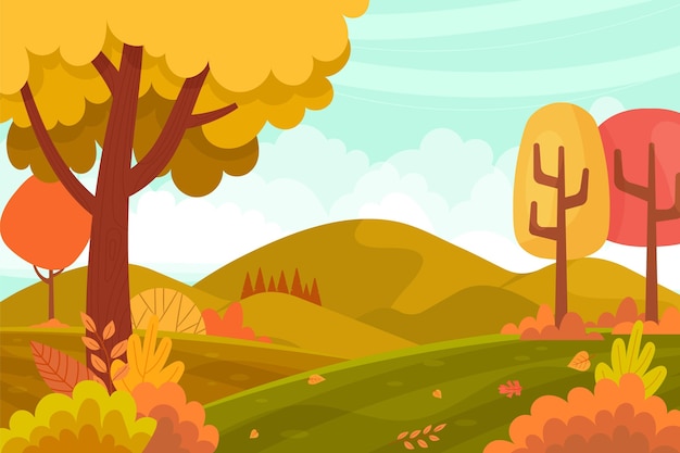 Fondo de otoño dibujado a mano