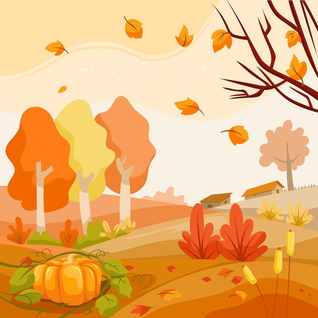 Fondo de otoño de dibujos animados