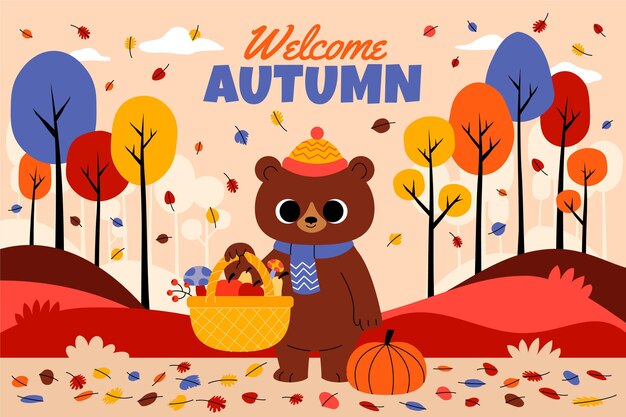 Fondo de otoño de dibujos animados