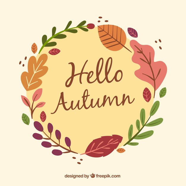 Fondo de otoño con guirnalda de hojas