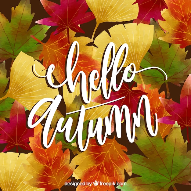 Vector gratuito fondo de otoño con hojas coloridas