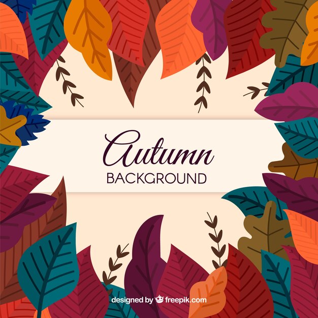 Fondo de otoño con hojas coloridas