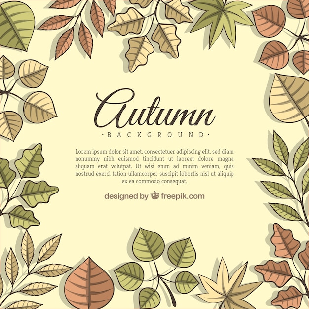 Vector gratuito fondo de otoño con hojas coloridas