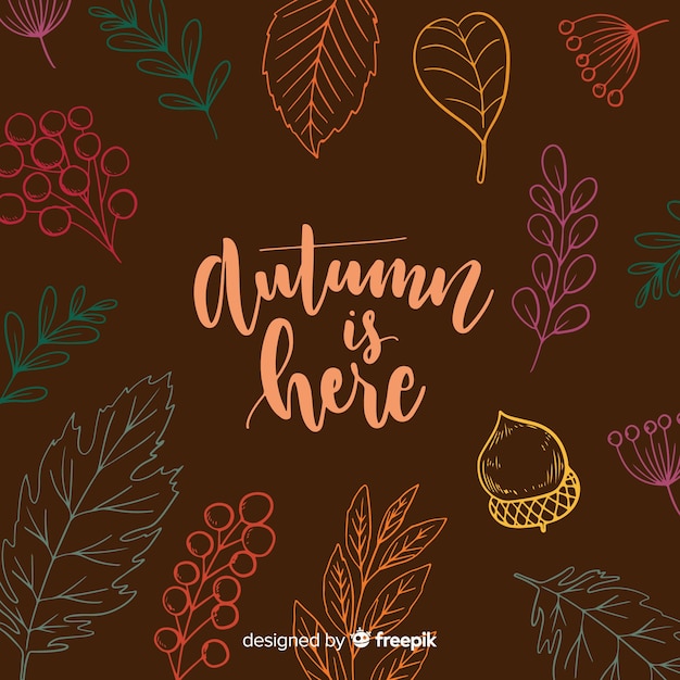 Vector gratuito fondo de otoño con hojas coloridas