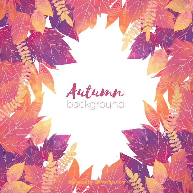 Fondo de otoño con las hojas dibujadas a mano