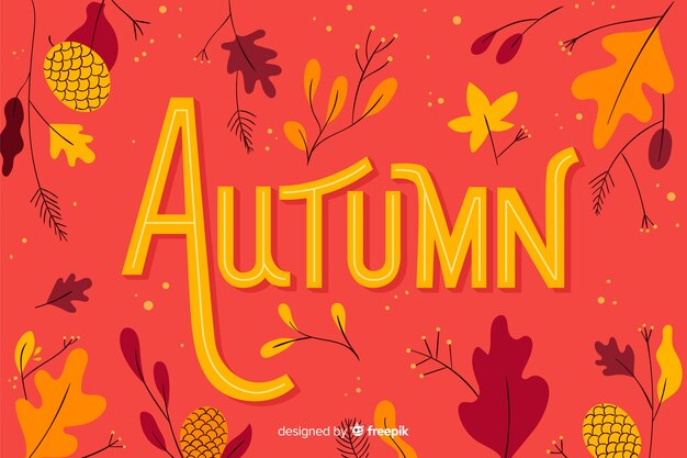 Fondo de otoño con hojas dibujado a mano