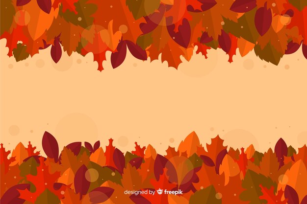 Fondo de otoño con hojas en diseño plano