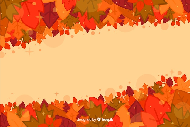 Fondo de otoño con hojas en diseño plano