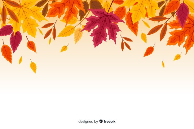 Fondo de otoño con hojas en diseño plano