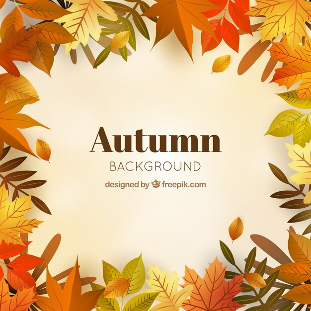 Fondo de otoño con hojas realistas