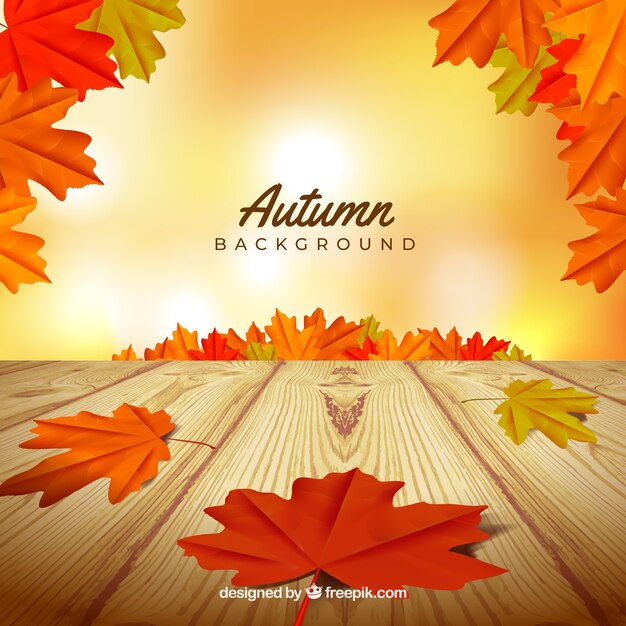 Fondo de otoño con hojas realistas