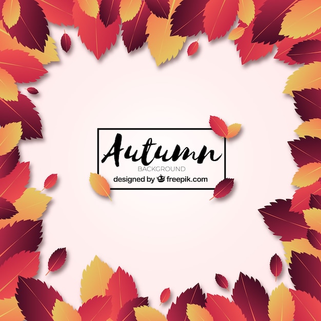 Vector gratuito fondo de otoño con hojas