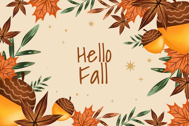 Vector gratuito fondo de otoño hola acuarela