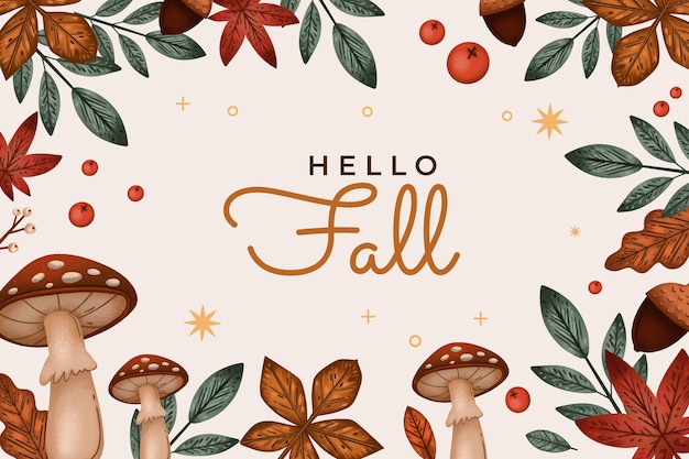 Fondo de otoño hola celebración otoño acuarela
