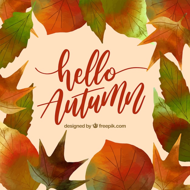 Vector gratuito fondo de otoño con marco de hojas