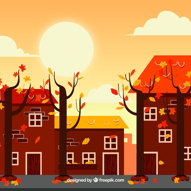 Vector gratuito fondo de otoño con paisaje