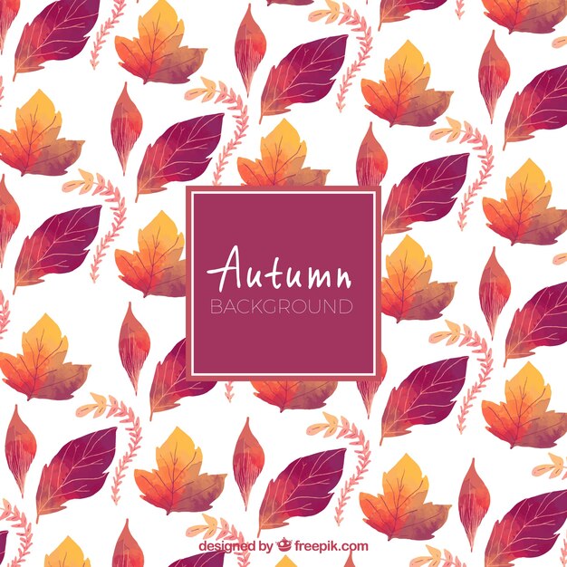 Fondo de otoño con patrón en acuarela