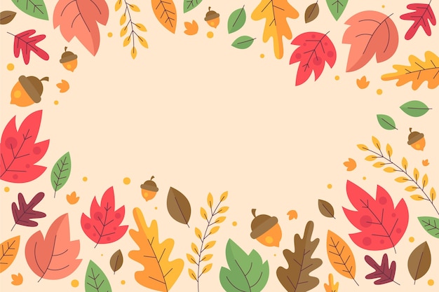 Fondo de otoño plano dibujado a mano