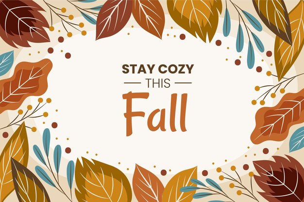 Fondo otoño plano dibujado a mano