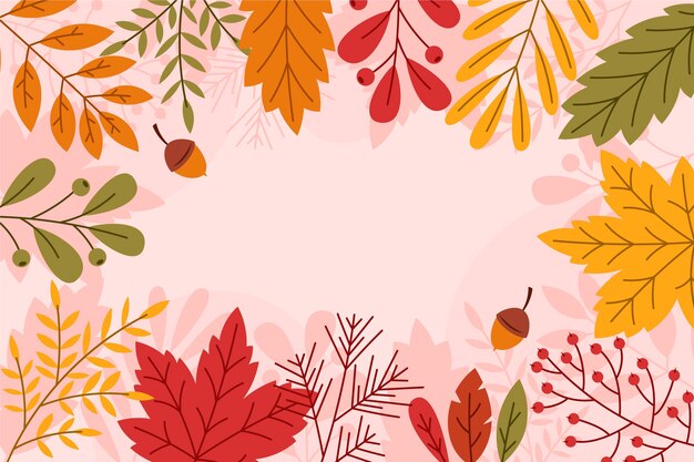 Fondo otoño plano dibujado a mano