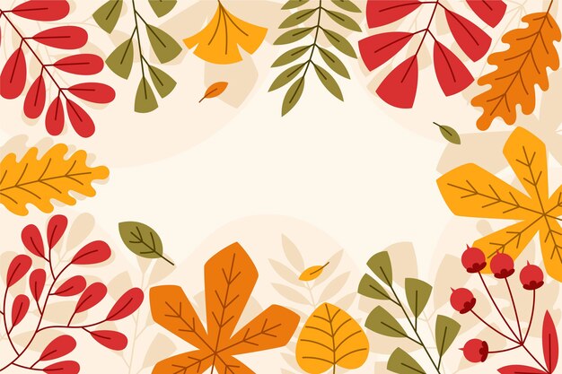 Fondo otoño plano dibujado a mano