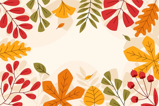 Fondo otoño plano dibujado a mano