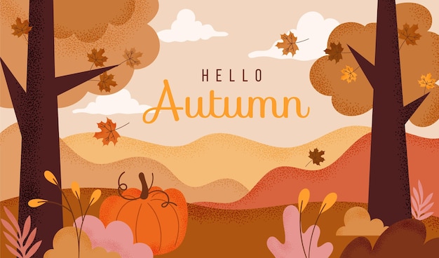 Fondo otoño plano dibujado a mano