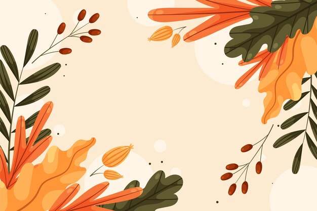 Fondo otoño plano dibujado a mano