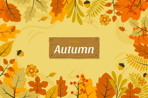 Fondo otoño plano dibujado a mano