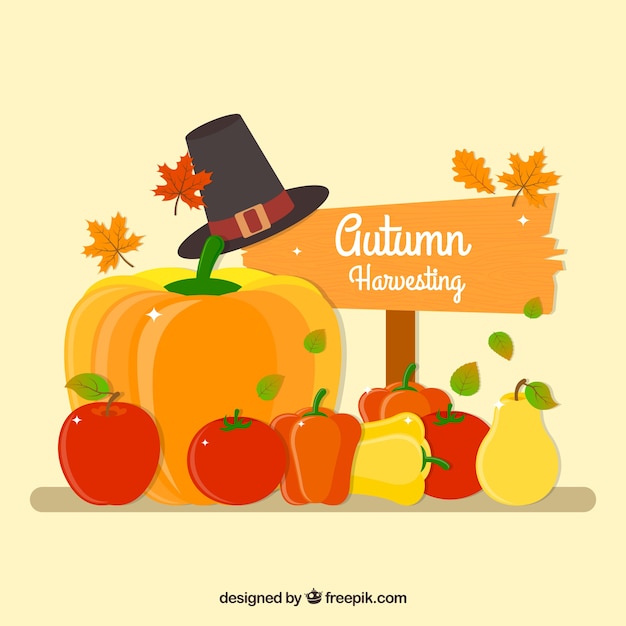 Vector gratuito fondo de otoño con vegetales