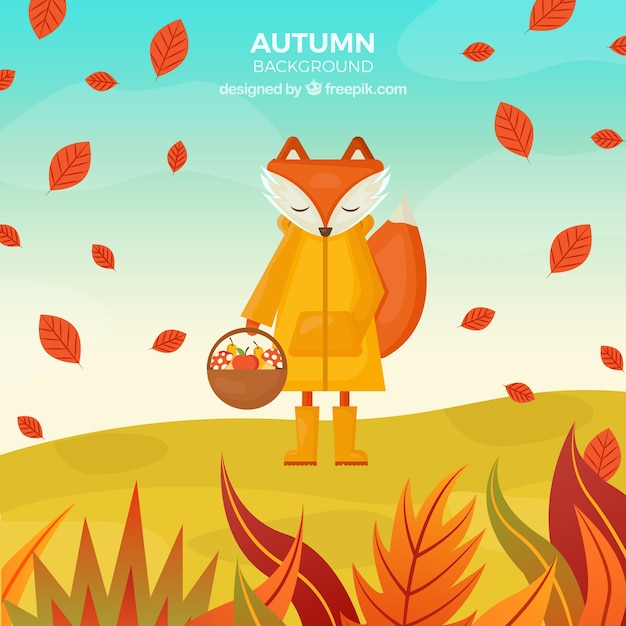 Fondo de otoño con zorro