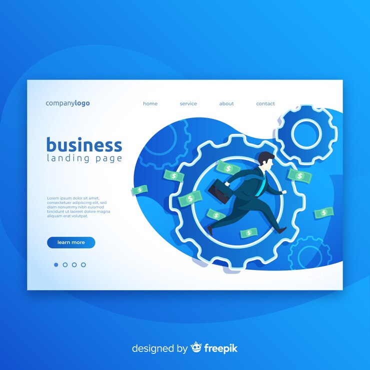 Vector gratuito fondo de página de aterrizaje moderno de negocios