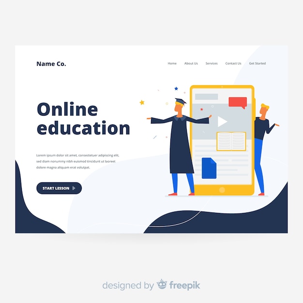Fondo de página de destino de educación en línea