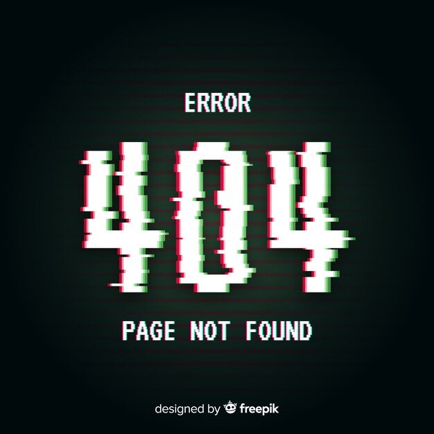 Fondo de página de error 404 con distorsión