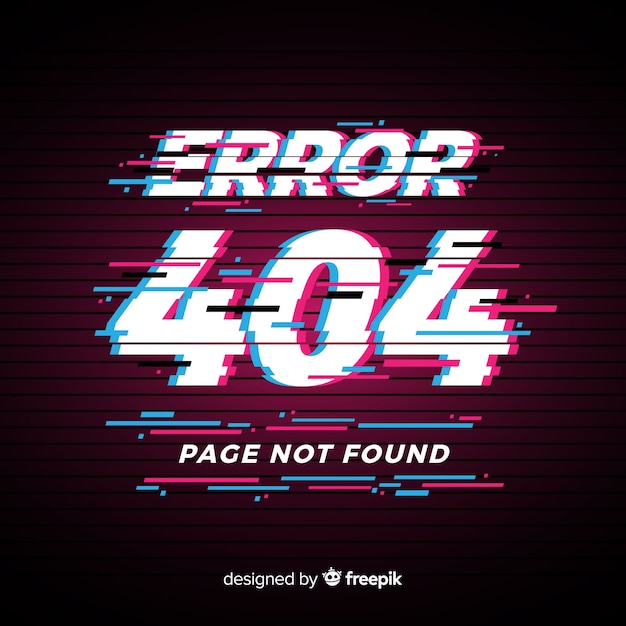 Fondo de página de error 404 con distorsión