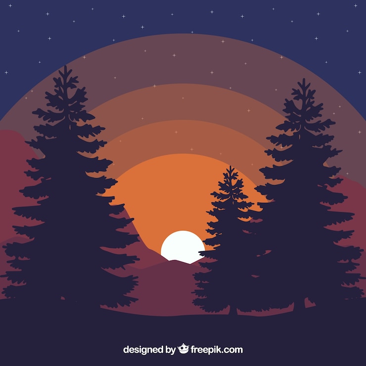 Vector gratuito fondo de paisaje al anochecer 