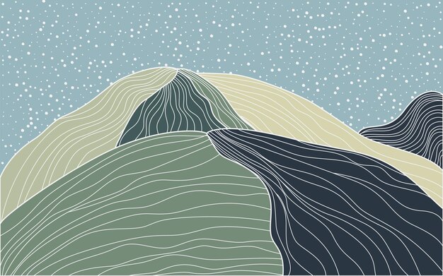 Fondo de paisaje de arte de línea de onda japonesa. Patrón de diseño de banner de montaña abstracta. Cartel geométrico de ilustración vectorial