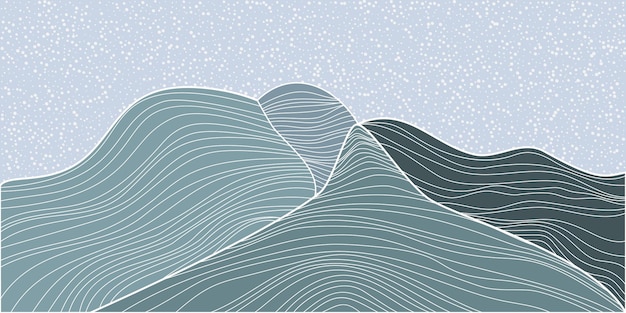 Fondo de paisaje de arte de línea de onda japonesa. Patrón de diseño de banner de montaña abstracta. Cartel geométrico vectorial