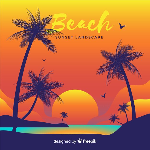 Fondo de paisaje de atardecer en la playa