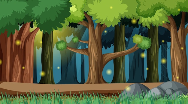 Vector gratuito fondo de paisaje de bosque encantado