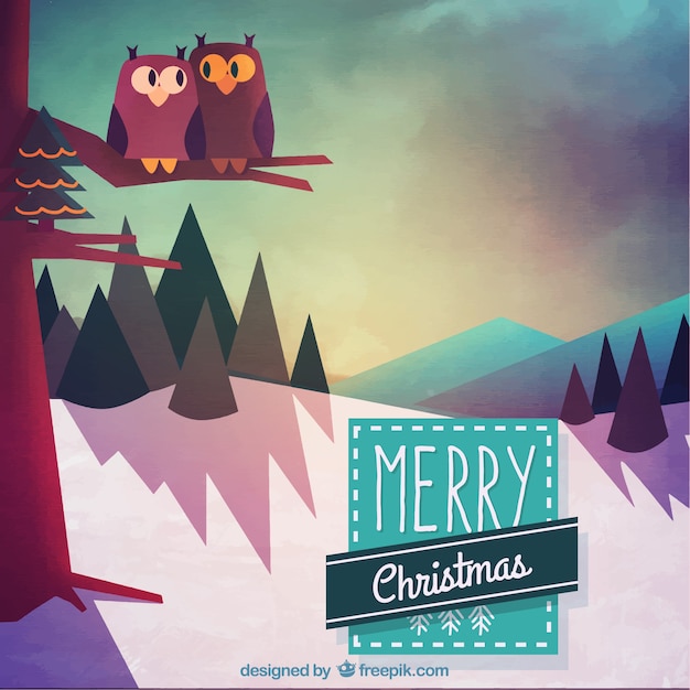 Vector gratuito fondo de paisaje de bosque navideño