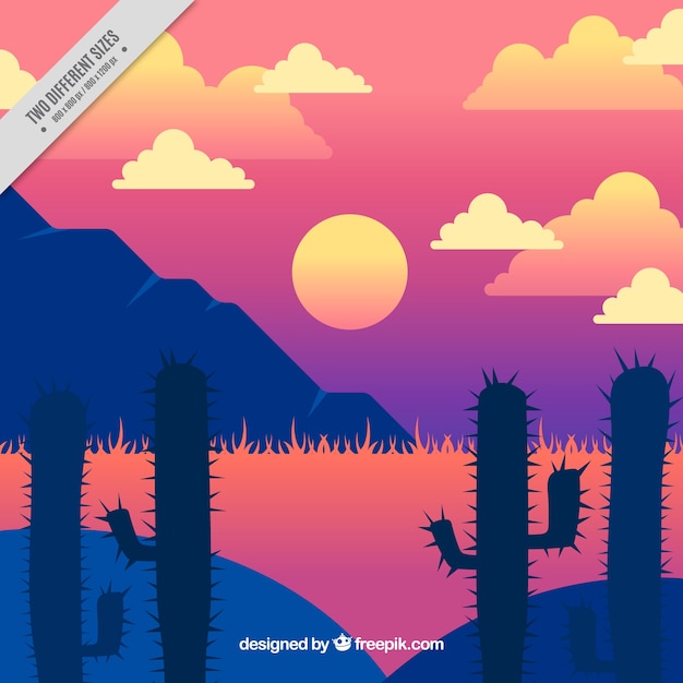 Vector gratuito fondo de paisaje con cactus