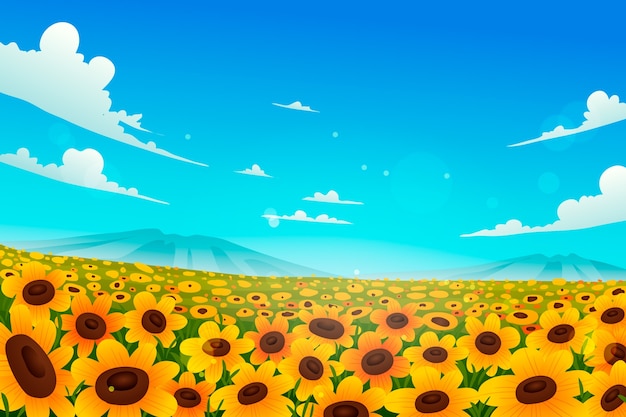 Vector gratuito fondo de paisaje de campo de flores degradado