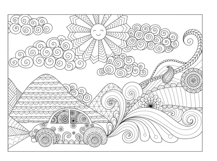 Fondo paisaje dibujado a mano